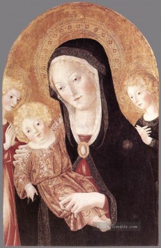 Madonna und Kind mit zwei Engeln Sieneser Francesco di Giorgio Ölgemälde